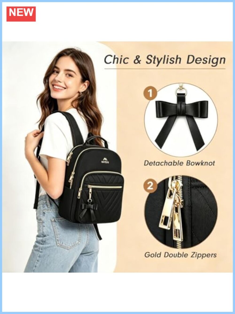 Mini Backpack Purse Set Waterproof Polyester Compact Daypack - Picture 4 of 5